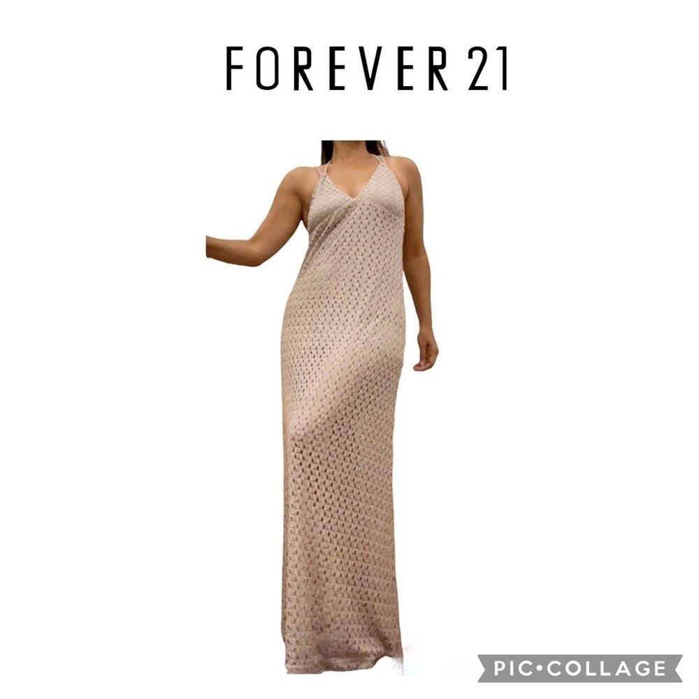 Forever 21 crochet backless boho beach maxi dress